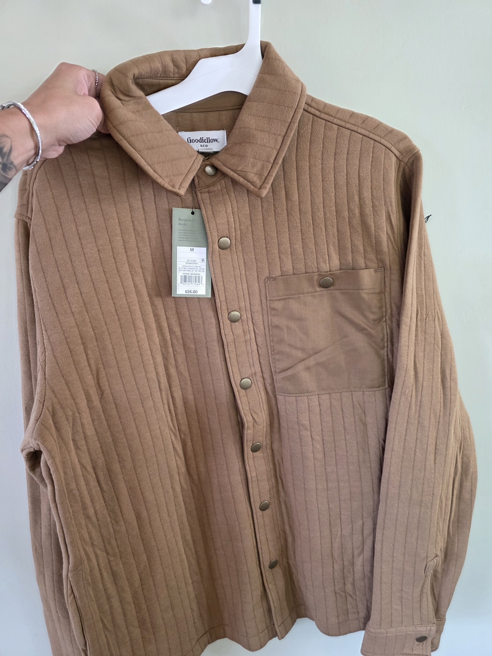 Goodfellow & Co Quilted Shirt Jacket in Brown